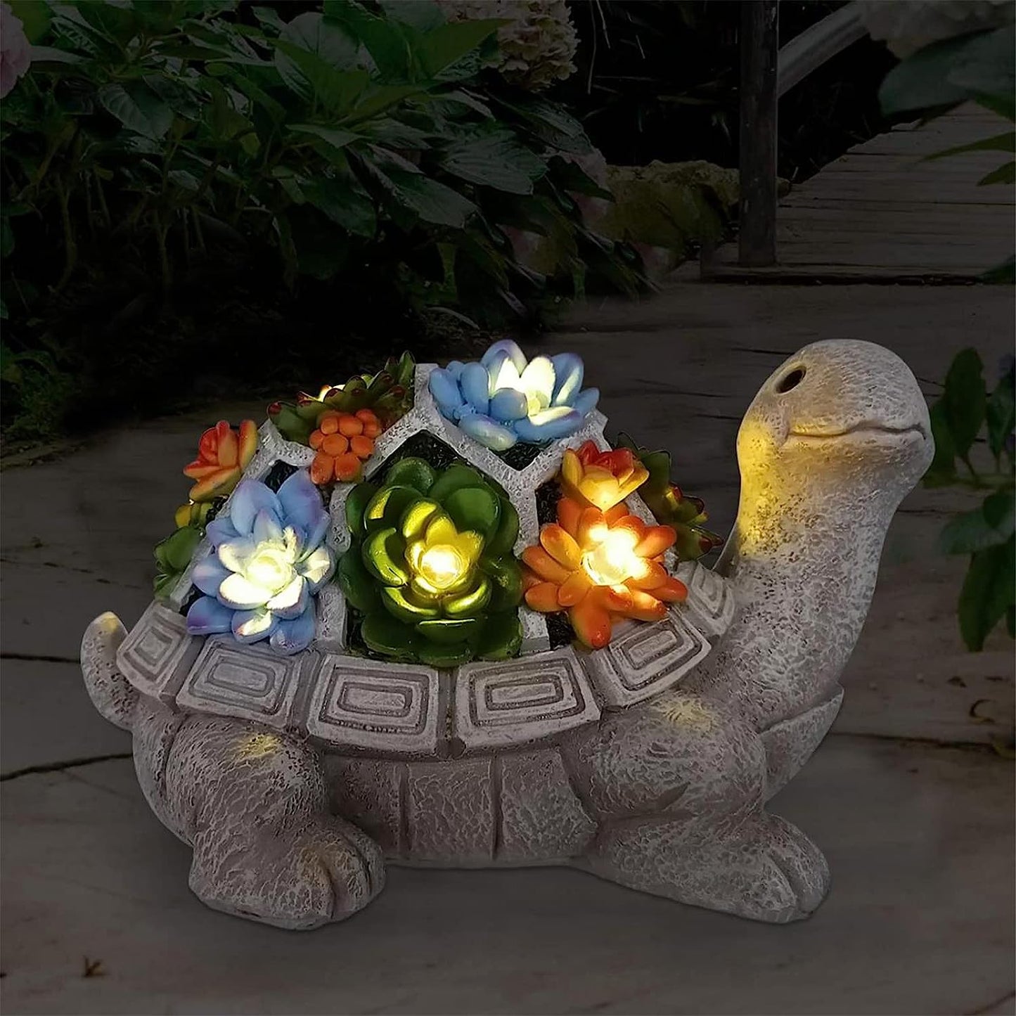 Solar Turtle Garden Light with Succulent Design