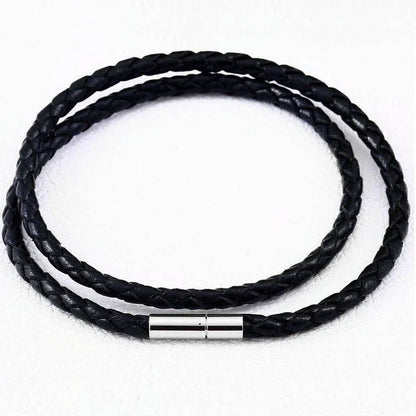 LEATHER NECKLACE WITH STAINLESS STEEL BUCKLE