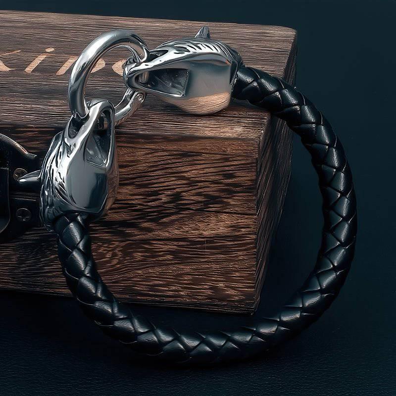 ODIN'S WOLVES LEATHER BRACELET