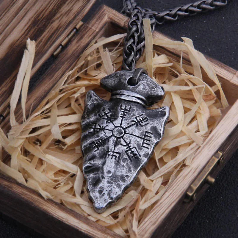 RUNIC HAMMERED ARROWHEAD PENDANT