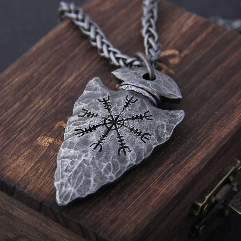 RUNIC HAMMERED ARROWHEAD PENDANT