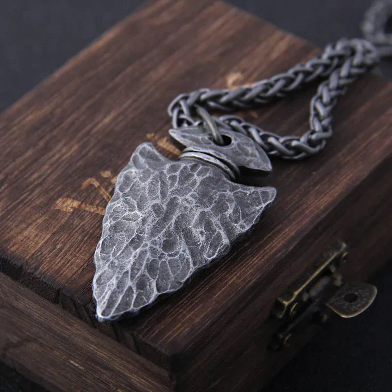 RUNIC HAMMERED ARROWHEAD PENDANT