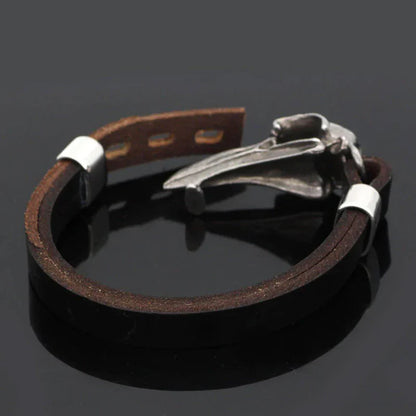 RUSTIC RAVEN SKULL LEATHER BRACELET