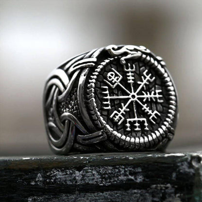 VEGVISIR SERPENT OUROBOROS RING