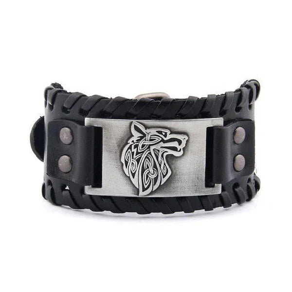 WOLF OF ODIN LEATHER WRAP BRACELET